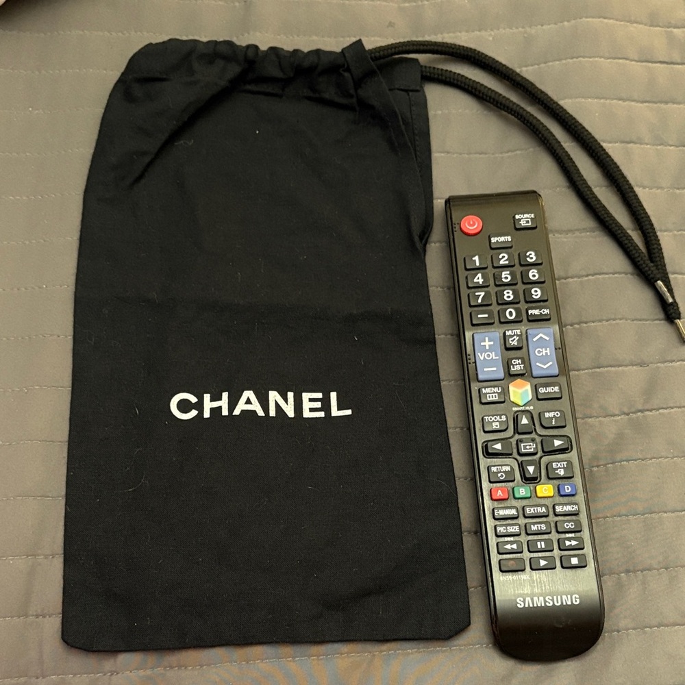 CHANEL Black Logo Drawstring Bag dust bag